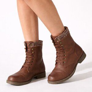 Women's Lace Up Combat Boots Brown, 8.5 M